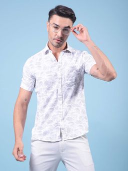 CRIMSOUNE CLUB - Men Grey Printed Pure Cotton Shirt