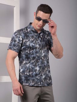 CRIMSOUNE CLUB - Men Multi-Color Floral Print Linen Shirt