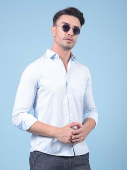CRIMSOUNE CLUB - Men Solid Blue Shirt