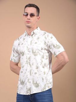 CRIMSOUNE CLUB - Men Olive Printed Shirt