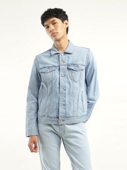 Levi's - Mens Solid Light Blue Spread Collar Jacket