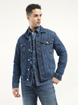 Levi's - Mens Solid Dark Blue Spread Collar Jacket