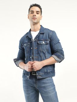 Levi's - Mens Solid Blue Spread Collar Jacket