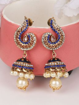 Anika's Creations - Anika's Creation Floral Design Meenakari Jhumki Earrings