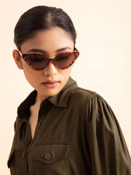 Twenty Dresses by Nykaa Fashion - Brown Cat Eye Acrylic Sunglasses