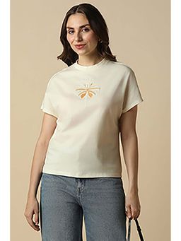 Allen Solly - Women Cream Embroidered Casual T-Shirt