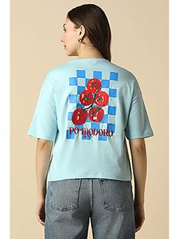 Allen Solly - Women Light Blue Graphic Print Casual T-Shirt