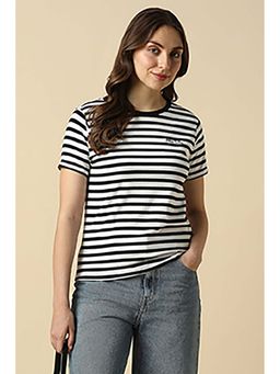 Allen Solly - Women White Stripe Casual T-Shirt