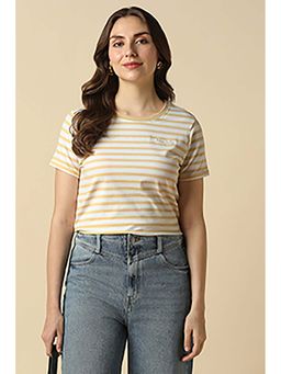 Allen Solly - Women Yellow Stripe Casual T-Shirt