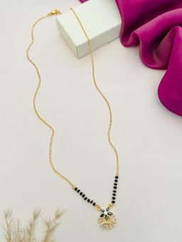 Abdesigns - Gold Plated American Diamond Studded Beaded Mangalsutra