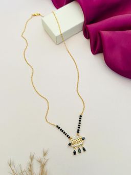 Abdesigns - Gold Plated American Diamond Studded Beaded Mangalsutra