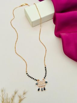 Abdesigns - Rose Gold Plated American Diamond Studded Beaded Mangalsutra