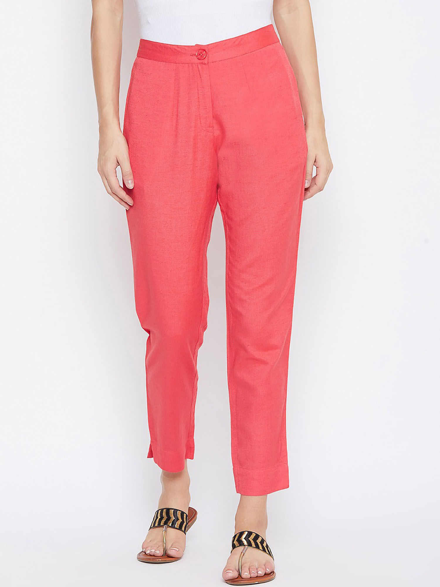 suti Women Rayon Slim Flex Trouser Pant-Coral-picture-17