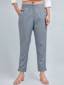 Suti - Women Rayon Flex Slim Trouser Pant-Grey