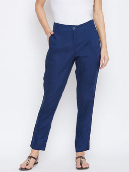 Suti - Comfortable Rayon Trouser Pant for Your Casual Days-Navy Blue