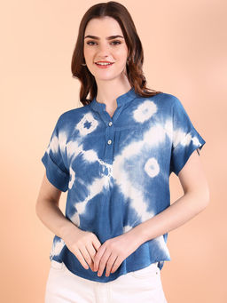 Maaesa - Women Blue Tie and Dye Top