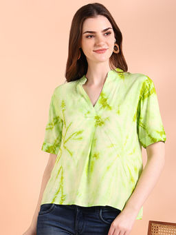 Maaesa - Women Green Tie and Dye Top