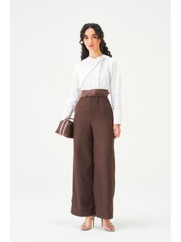 Notebook - Women Brown Solid Round Neck Jumpsuit