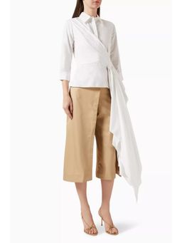 Notebook - Women White Solid Collar Neck Shirt