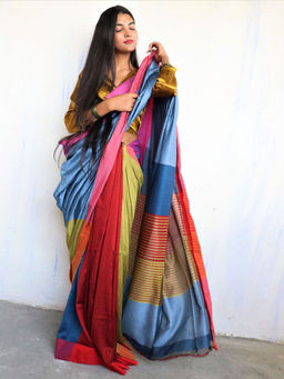 Chidiyaa - Holi Satrang Handwoven Pure Cotton Viscose Saree