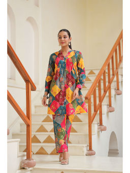 Rain & Rainbow - Multi Geometric Printed Pure Cotton Tunic & Flared Trouser Co-Ord (Set of 2)