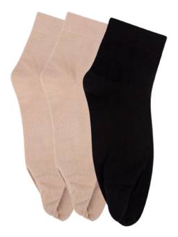 NEXT2SKIN - Womens Ankle Length Cotton Thumb Socks (Pack of 3) - Multi-Color