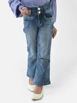 CRIMSOUNE CLUB - Girls Blue Boot Cut Jeans with Light Wash Detailing