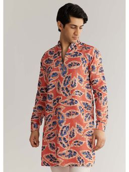 KALKI FASHION - Rust Orange Silk Zipper Kurta Set