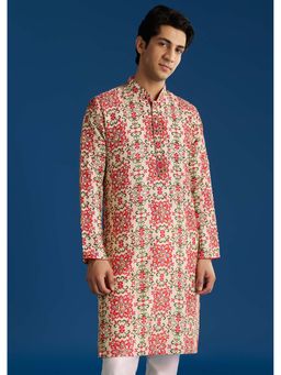 KALKI FASHION - Beige Silk Stone Cut Dana Embroidered Kurta Set