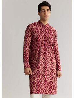 KALKI FASHION - Maroon Modal Chanderi Sequin Embroidered Kurta Set