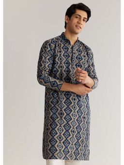 KALKI FASHION - Navy Blue Modal Chanderi Sequin Embroidered Kurta Set