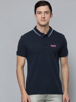 Levi's - Men Navy Blue Collar Neck Polo T-Shirt