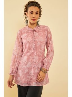 Soch - Peach Georgette Floral Print Tunic