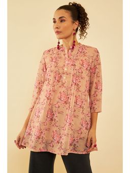 Soch - Beige Georgette Floral Print Tunic
