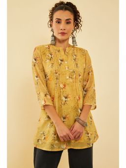Soch - Mustard Georgette Floral Print Tunic
