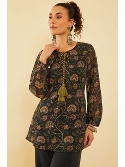 Soch - Olive Georgette Floral Print Tunic