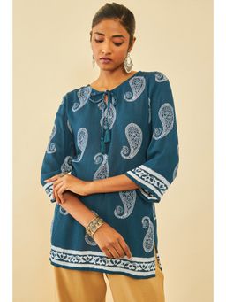 Soch - Blue Crepe Paisley Print Tunic