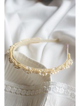 Choko - Kids White Alabaster Pearl Hairband-Handmade