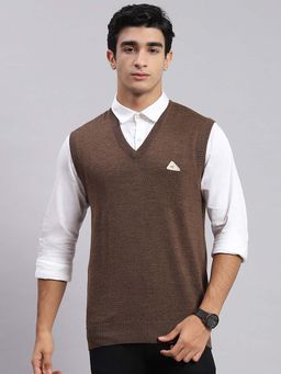 Monte Carlo - Mens Brown V Neck Sweater
