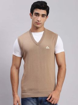 Monte Carlo - Mens Beige V Neck Sweater
