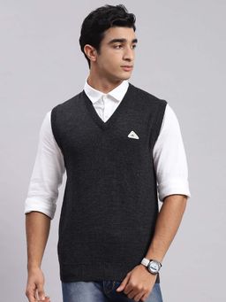 Monte Carlo - Mens Charcoal V Neck Sweater