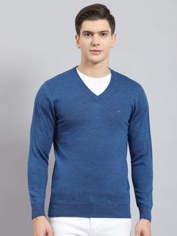 Monte Carlo - Mens Blue V Neck Pullover Sweater