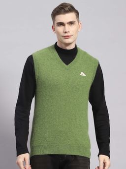 Monte Carlo - Mens Green V Neck Sleeveless Sweater