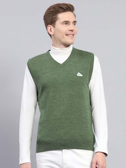 Monte Carlo - Mens Green V Neck Sweater