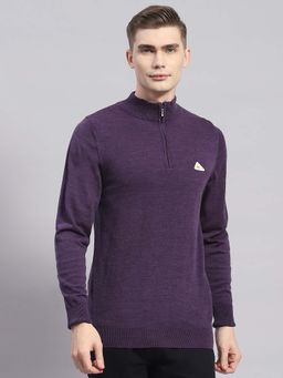 Monte Carlo - Mens Solid Violet High Neck Full Sleeve Pullover Sweater