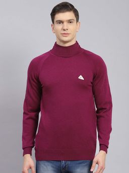 Monte Carlo - Mens Solid Wine High Neck Full Sleeve Pullover Sweater
