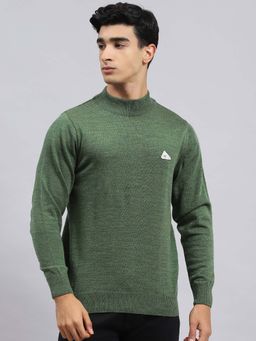 Monte Carlo - Mens Solid Olive Turtle Neck Full Sleeve Pullover Sweater