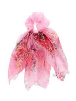 Laida - Pink Organza Floral Scrunchie for Women and Kids