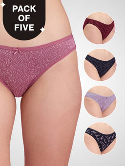 Nykd by Nykaa - Low Rise Cotton Bikini Panty with Outer Elastic-NYP030-PO5