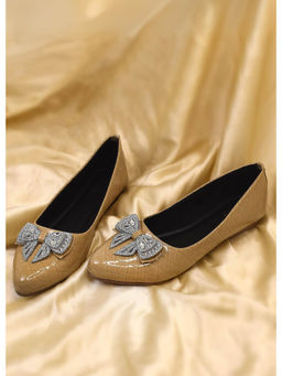 YASSIO - Women Beige Croco Bow Ballerinas